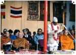  23 November 1985: The official welcoming ceremony in Nepal was presided over by the royal Raja Purohit (Brahmin Priest) of His Majesty King Birendra of Nepal. His Holiness was regarded by Nepalese Buddhists as the royal master of His Majesty King Bhumibol Adulyadej of Thailand.