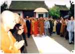  26 June 1993: His Holiness was a VIP guest of the governement of the Peoples Republic of China which invited the Supreme Patriarch of the Kingdom of Thailand to visit China officially for the first time in the history of both countries. Photo: His Holiness was welcomed by Chinese Buddhist monks and laities alike at the Big Wild Goose Pagoda (Dayan Pagoda) in Xian City of the Peoples Republic of China which was originally bulit in 652 during the reign of Emperor Gaozong of the Tang Dynasty.