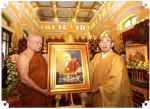  12 November 2013: The Most Venerable Dr. Kyuse Enshinjoh, President of the Buddhist Summit, World Buddhist Supreme Conference and founder Priest of the Nenbutsushu Buddhist Sect of Japan together with the administrative committee members of Nenbutsushu paid respect to the holy body of His Holiness at the Tamnak Phetch of Wat Bovoranives Vihara, where the royal urn was place for funeral ceremonies till the date of royal cremation.